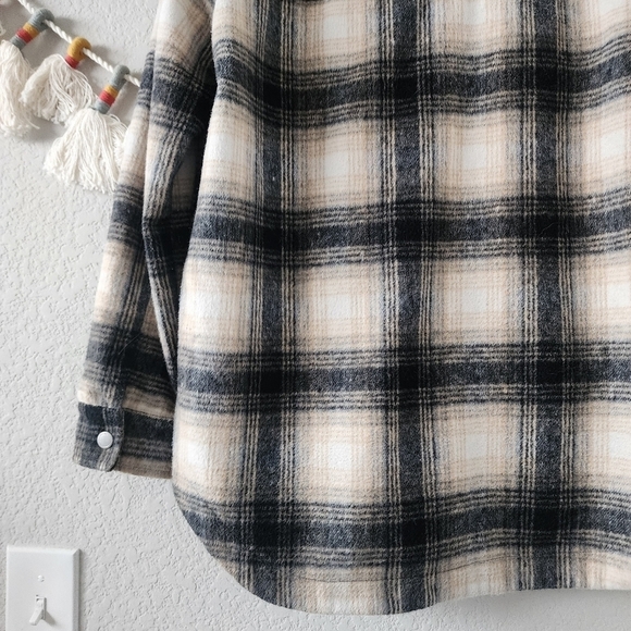 Blank NYC Plaid Wool Blend Shacket In Checked Out Oversize Grunge Retro Boho S - Picture 10 of 11